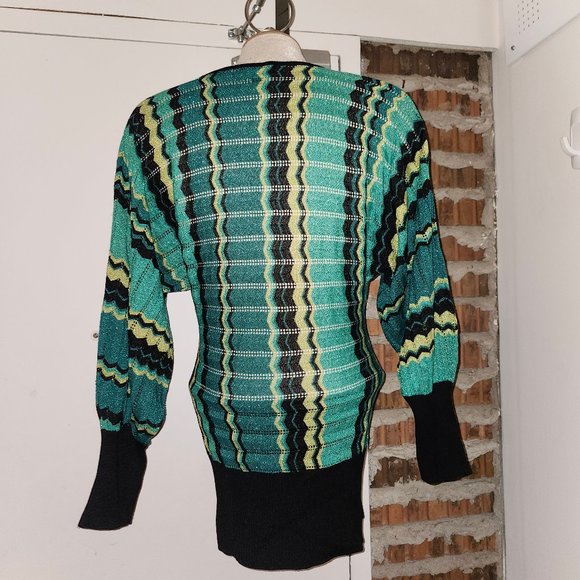 Bebe Chevron Zig Zag Multi Glitter Lightweight Sweater Size M Medium - Picture 3 of 4